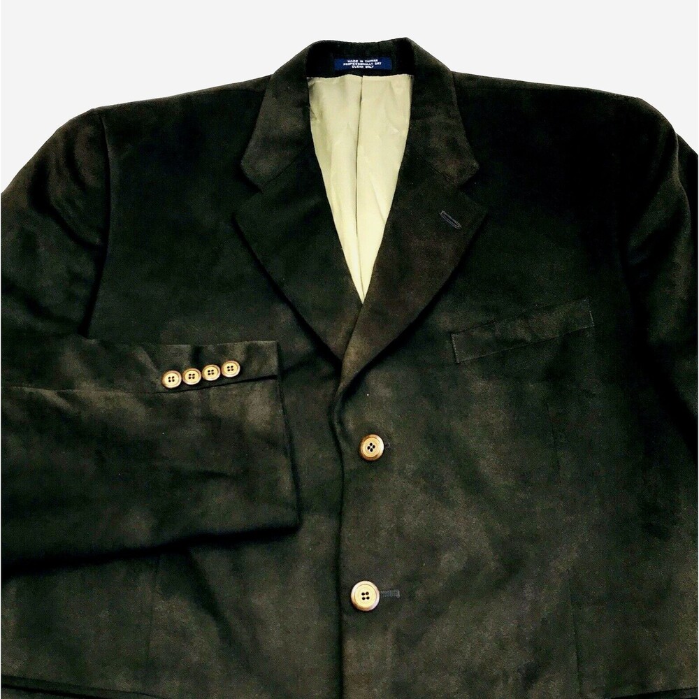 Chaps Ralph Lauren Sport Coat Faux Suede Green 44 Microfiber Academia Preppy Y2K